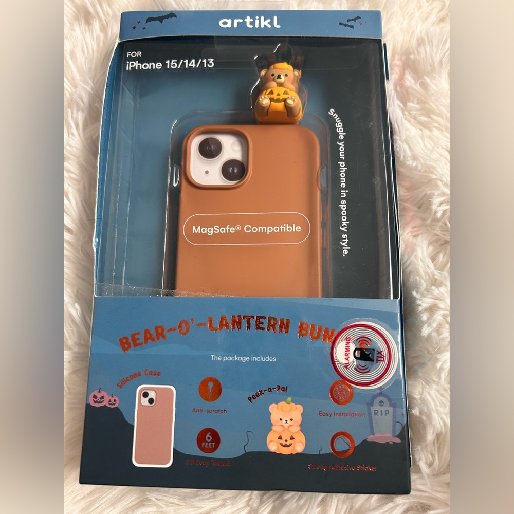 Bear-O'-Lantern Bump Silicone iPhone Case for iPhone 15/14/13 - Orange